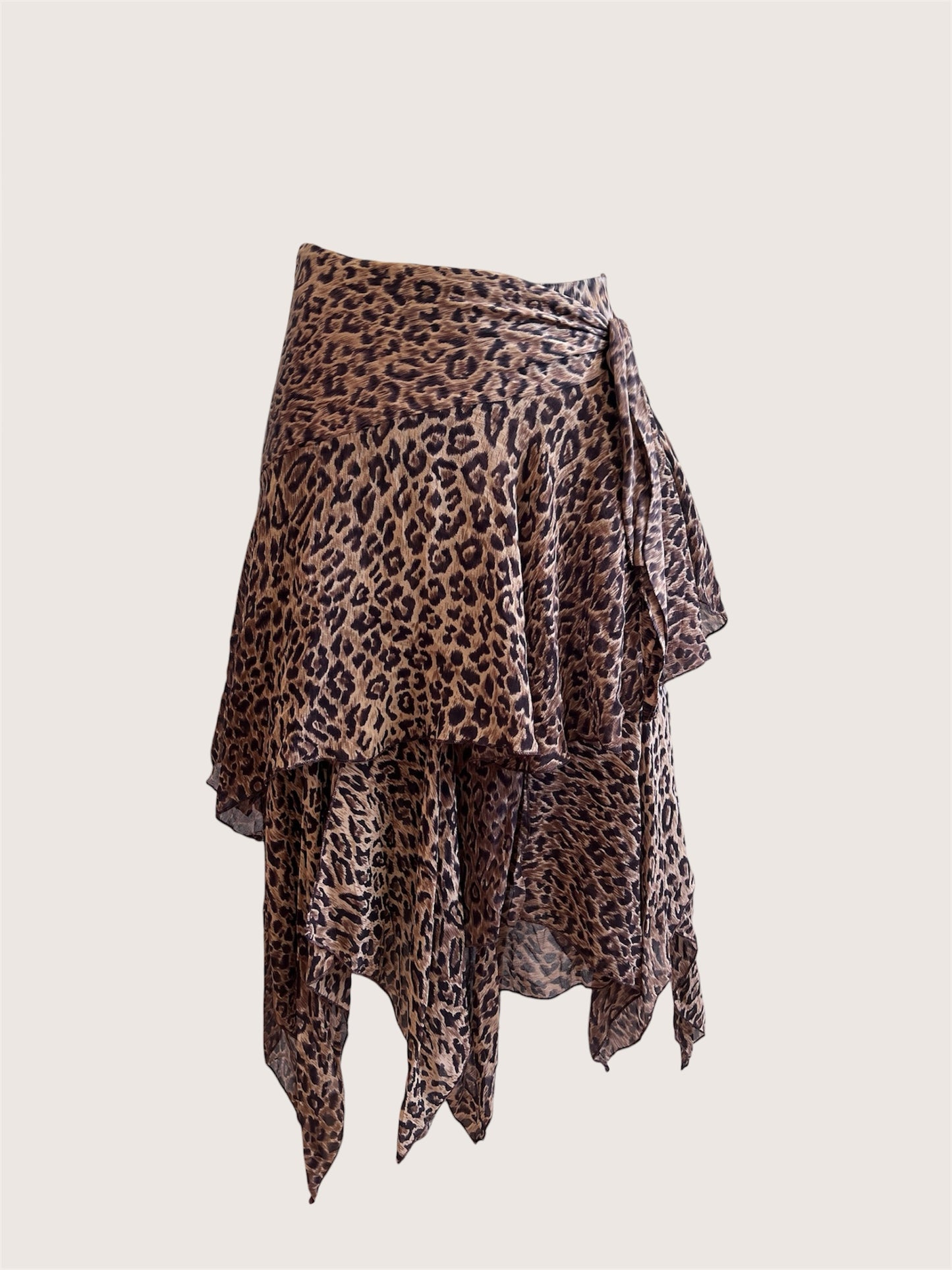 100% Silk Leopard Print French Slip Skirt