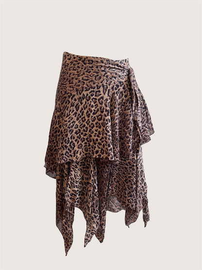 100% Silk Leopard Print French Slip Skirt