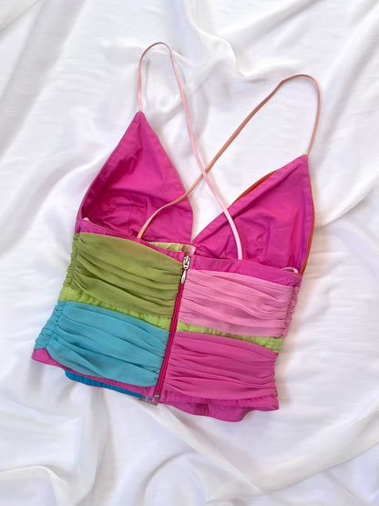 2000's Luxurious Designer Multicolour Corset Top
