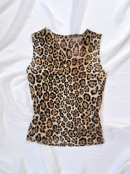 Vintage 1990's Leopard Print Semi Sheer Top