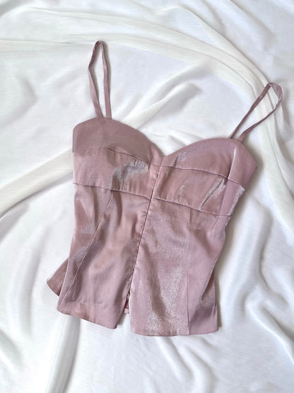 1990's Pastel Pink Corset Top & Trousers Ensemble