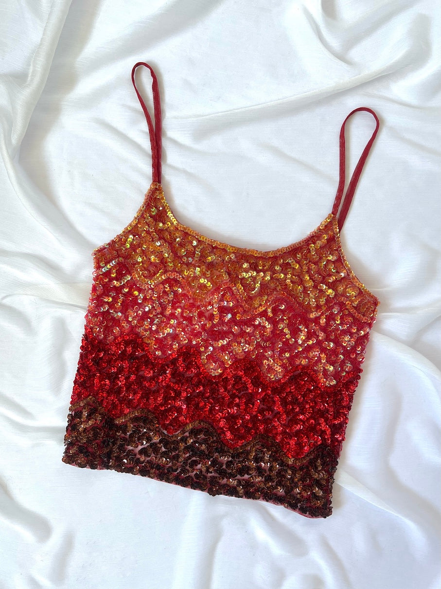 Vintage Ombre Sunset Sequin Camisole