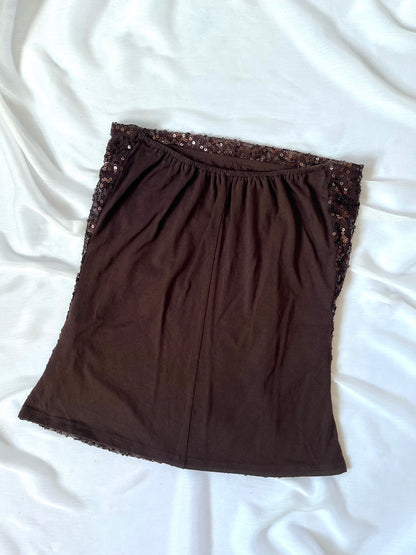 2000's Brown Sequin Tube Top
