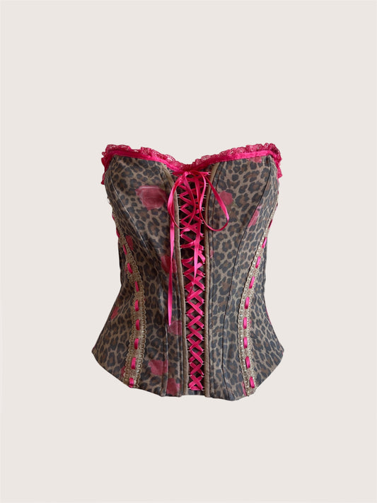 Vintage 2000's Leopard Print Corset