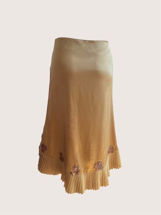 1990's Gold Satin Beaded Skirt