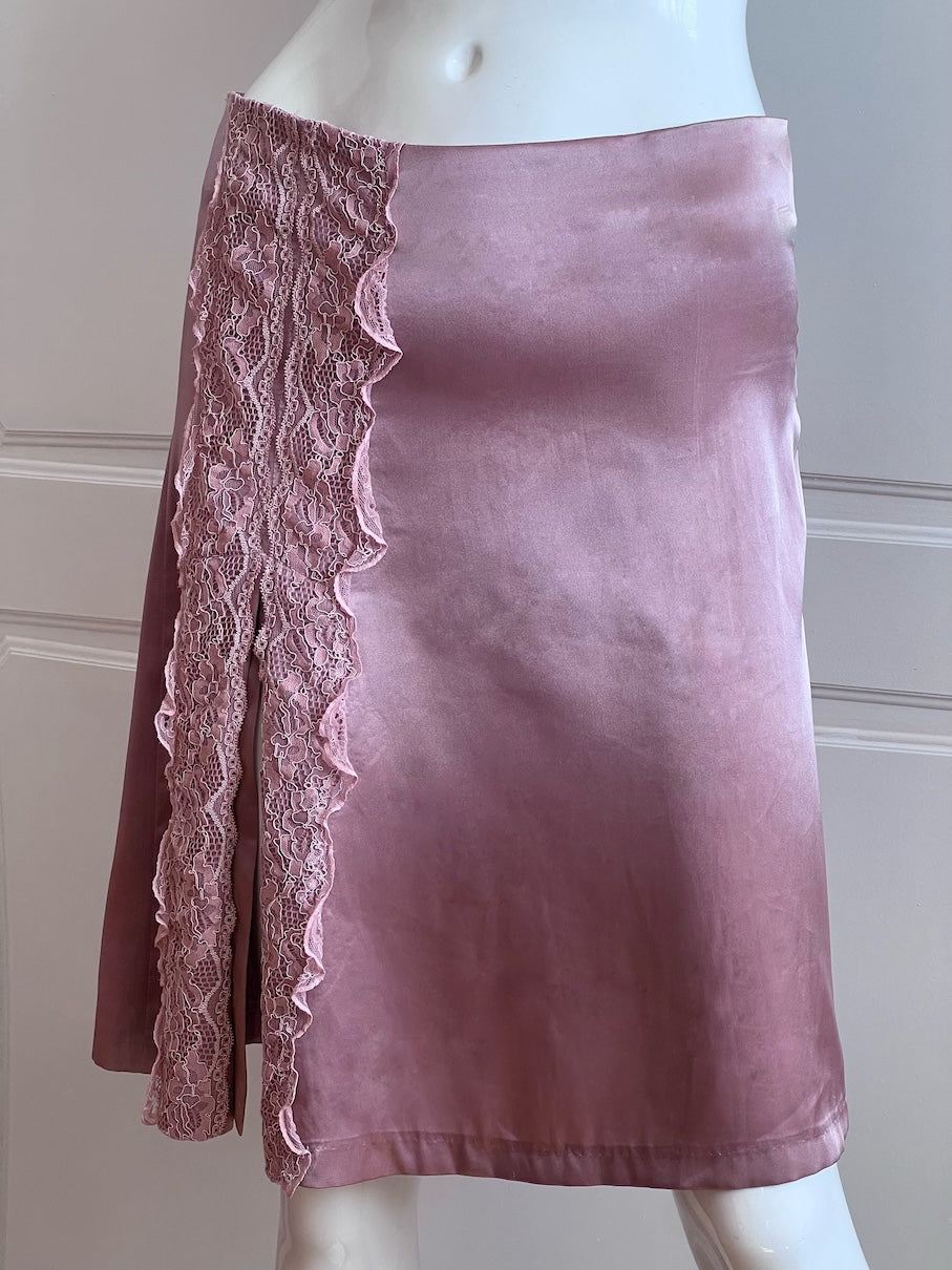 1990's Dusty Pink Satin Slip Skirt