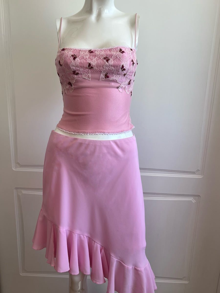 Luxurious Designer Vintage Pink Floral Camisole