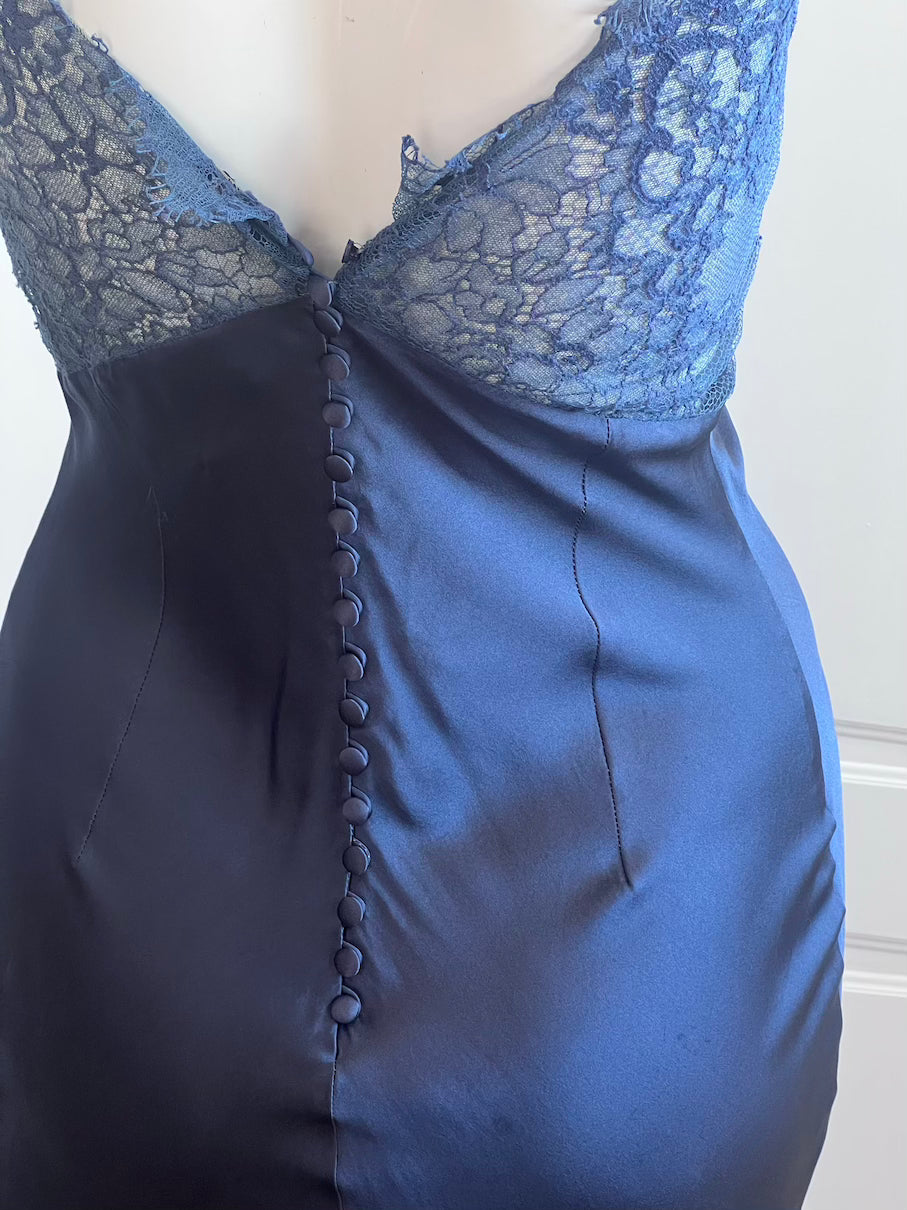 Luxurious Designer 100% Silk Lace Slip Dress
