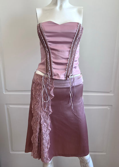 1990's Dusty Pink Satin Slip Skirt