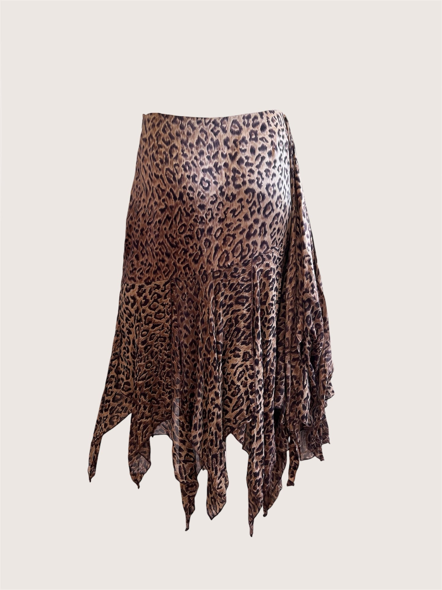 100% Silk Leopard Print French Slip Skirt