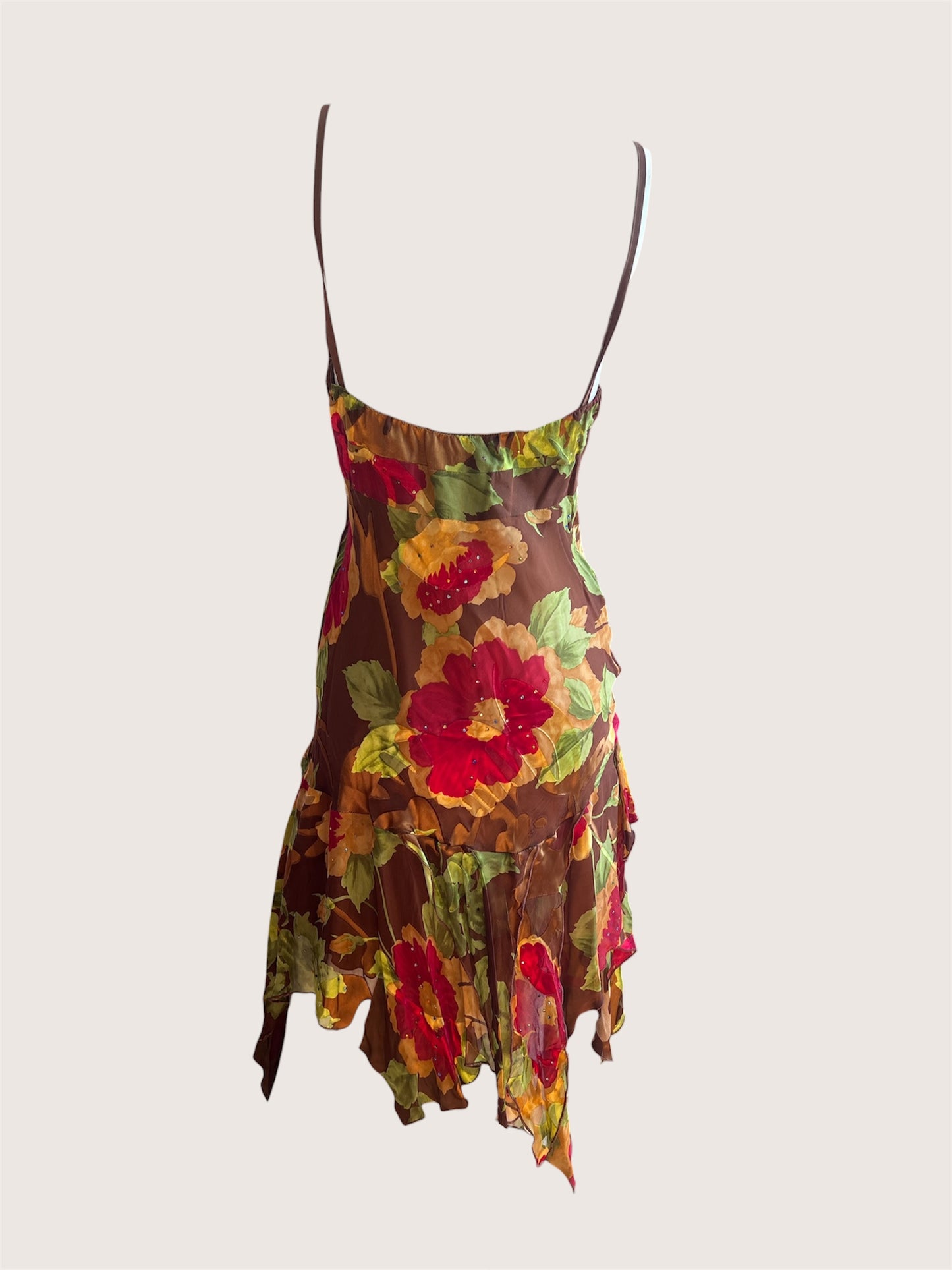 Vintage Asymmetrical Floral Mini Dress