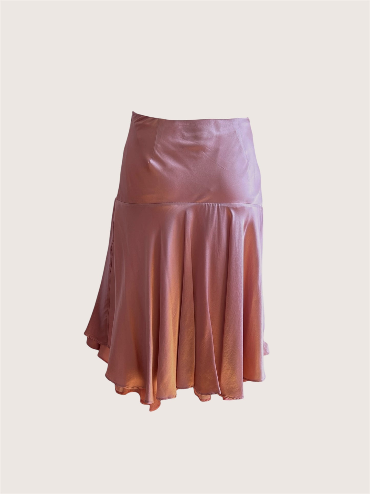 100% Silk Satin Blush Pink Slip Skirt