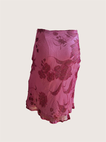 100% Silk Dusty Pink Beaded Slip Skirt