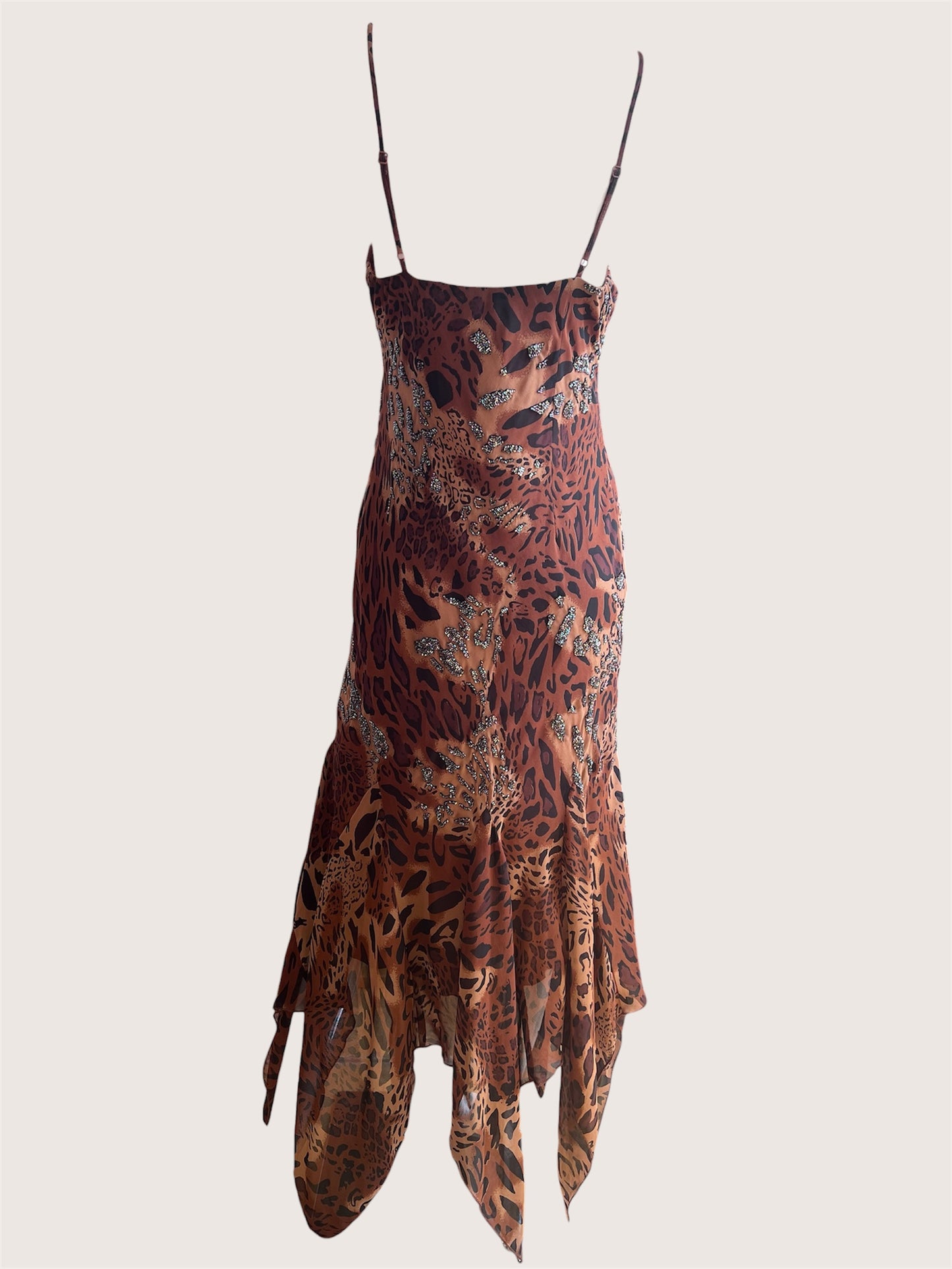 Luxurious Vintage Leopard Print Beaded Slip Dress