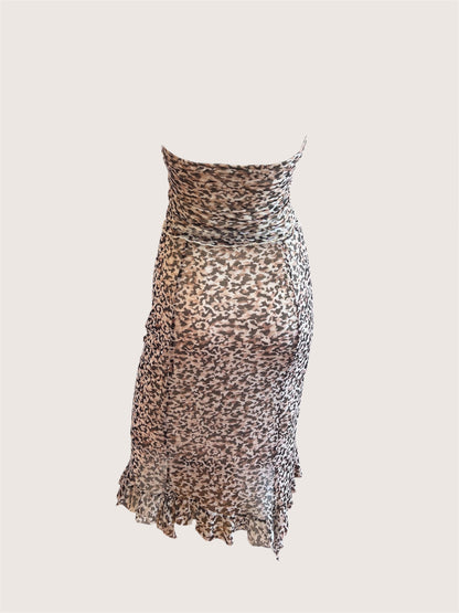 2000's Animal Print Halter Top & Slip Skirt Ensemble