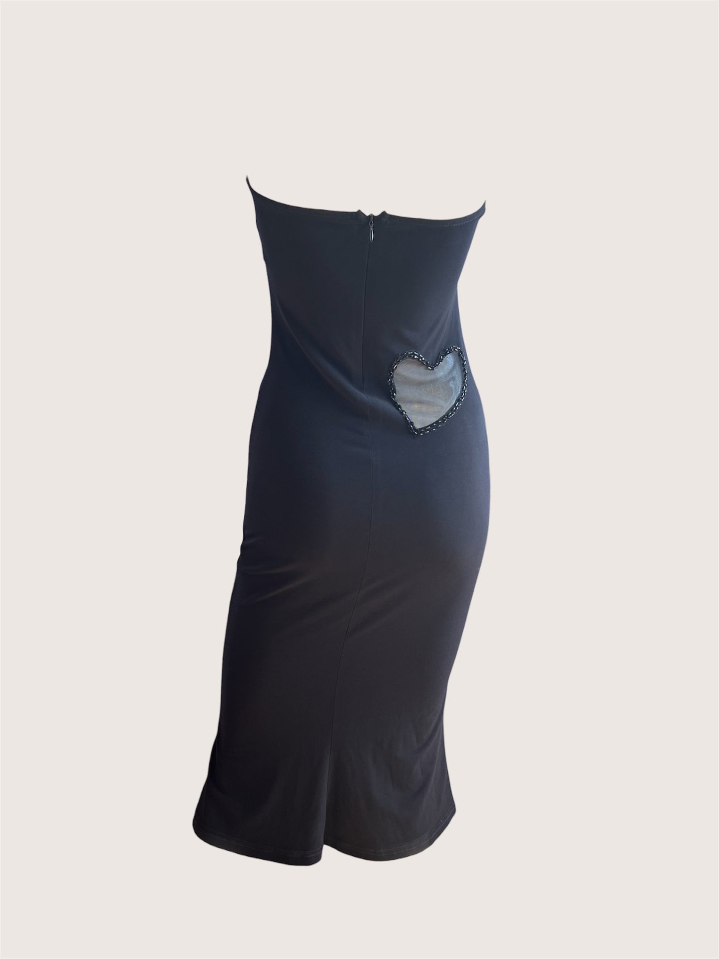 2000's Designer Heart Cut-Out Black Dress