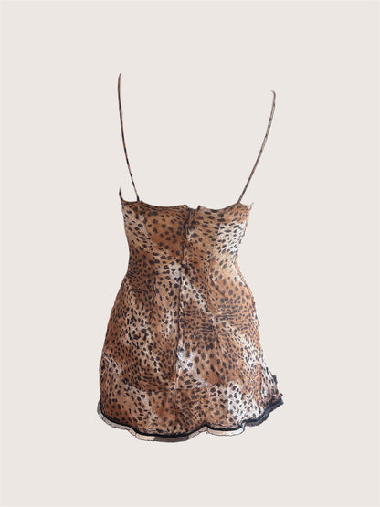 Vintage Leopard Print Micro Slip Dress