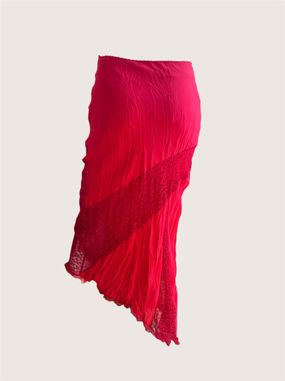 1990's Strawberry Red Slip Skirt