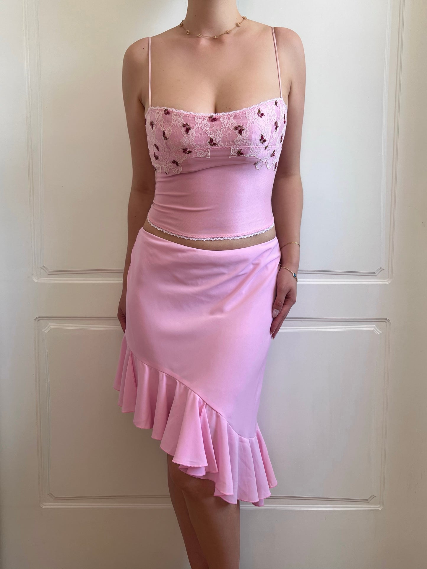Luxurious Designer Vintage Pink Floral Camisole