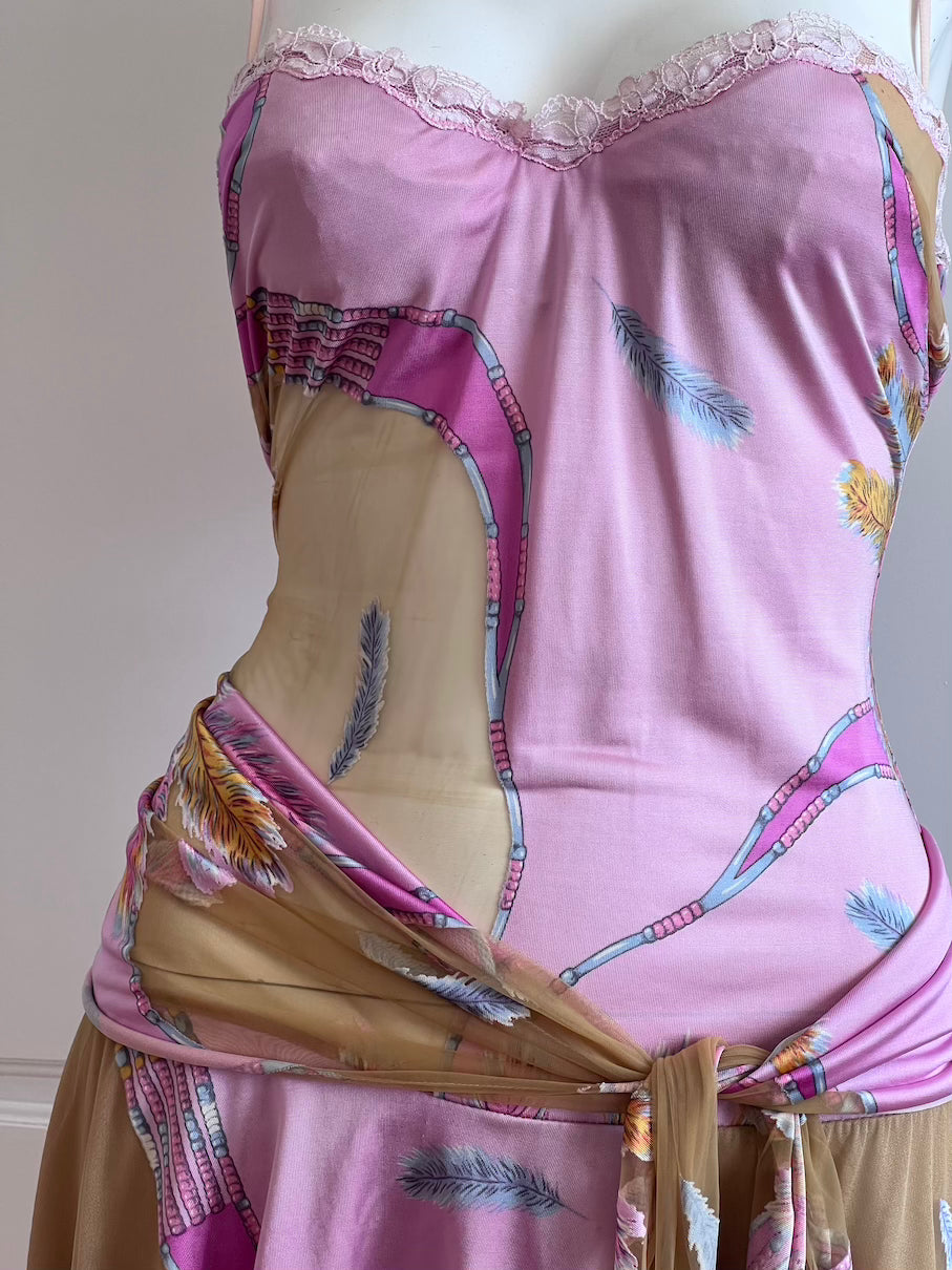 Luxurious Designer Vintage Pink Bustier Dress