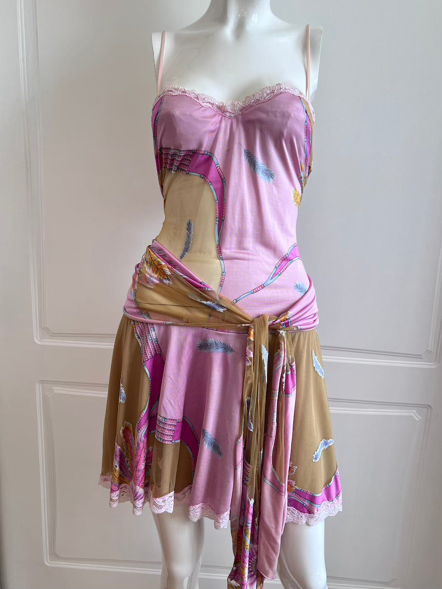 Luxurious Designer Vintage Pink Bustier Dress