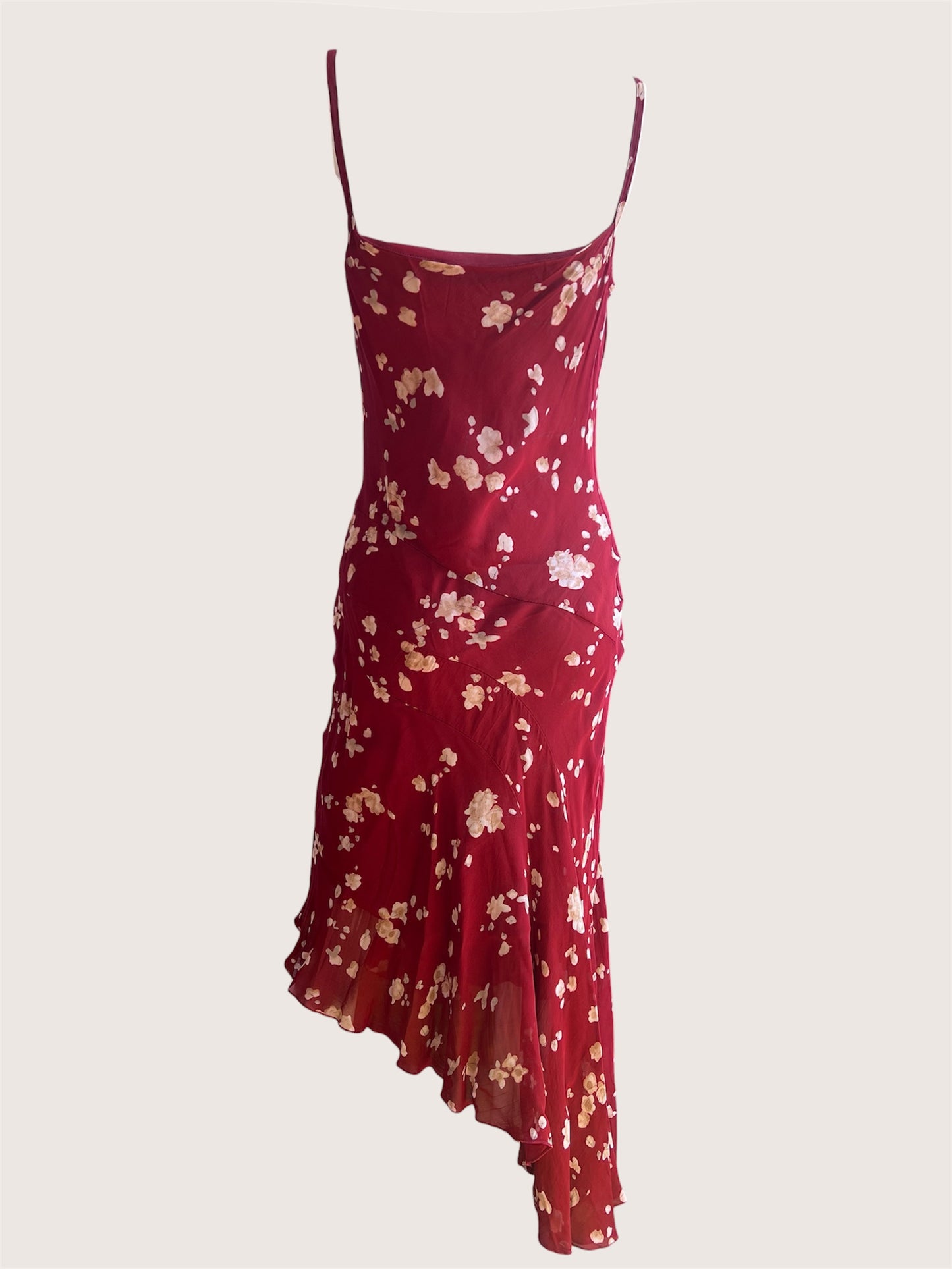 1990's Wine Red Floral Slip Dress