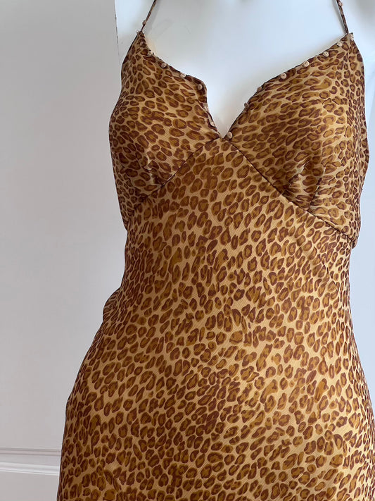 Vintage Leopard Print Mini Slip Dress