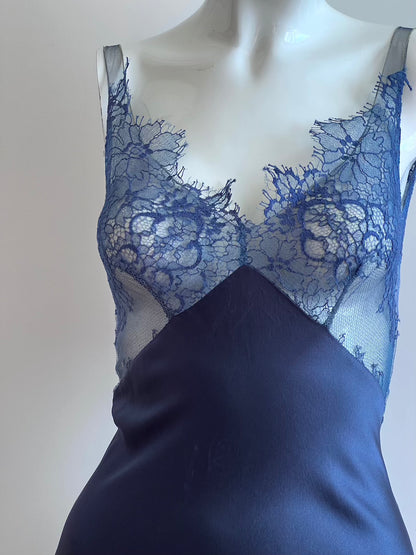 Luxurious Designer 100% Silk Lace Slip Dress