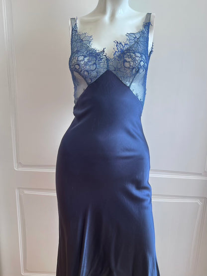 Luxurious Designer 100% Silk Lace Slip Dress