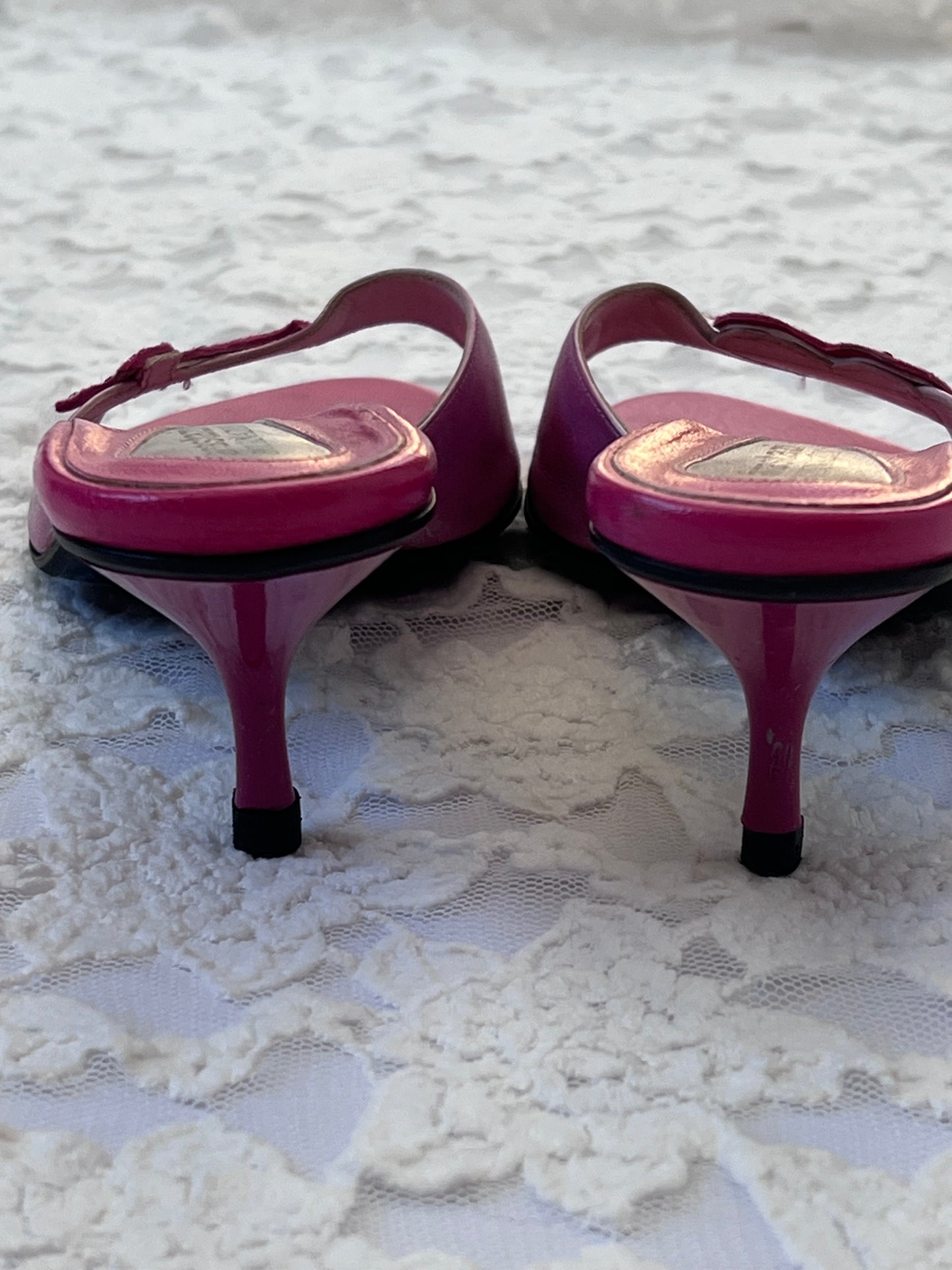 2000's Pink Heart & Bow Pink Mule Heels (EU 38)