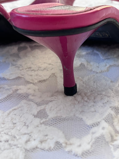 2000's Pink Heart & Bow Pink Mule Heels (EU 38)
