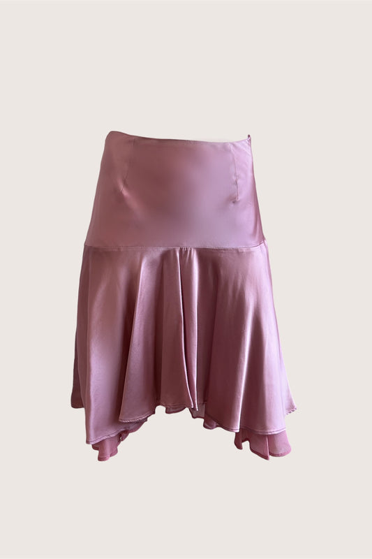 100% Silk Satin Blush Pink Slip Skirt