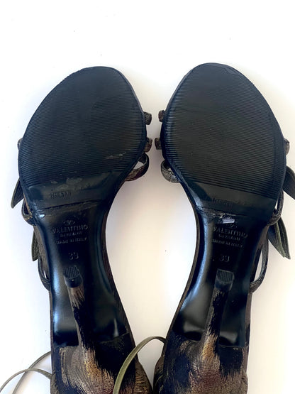 Vintage Valentino Leather Anke Wrap Leaf Sandal Heels (EU 39)