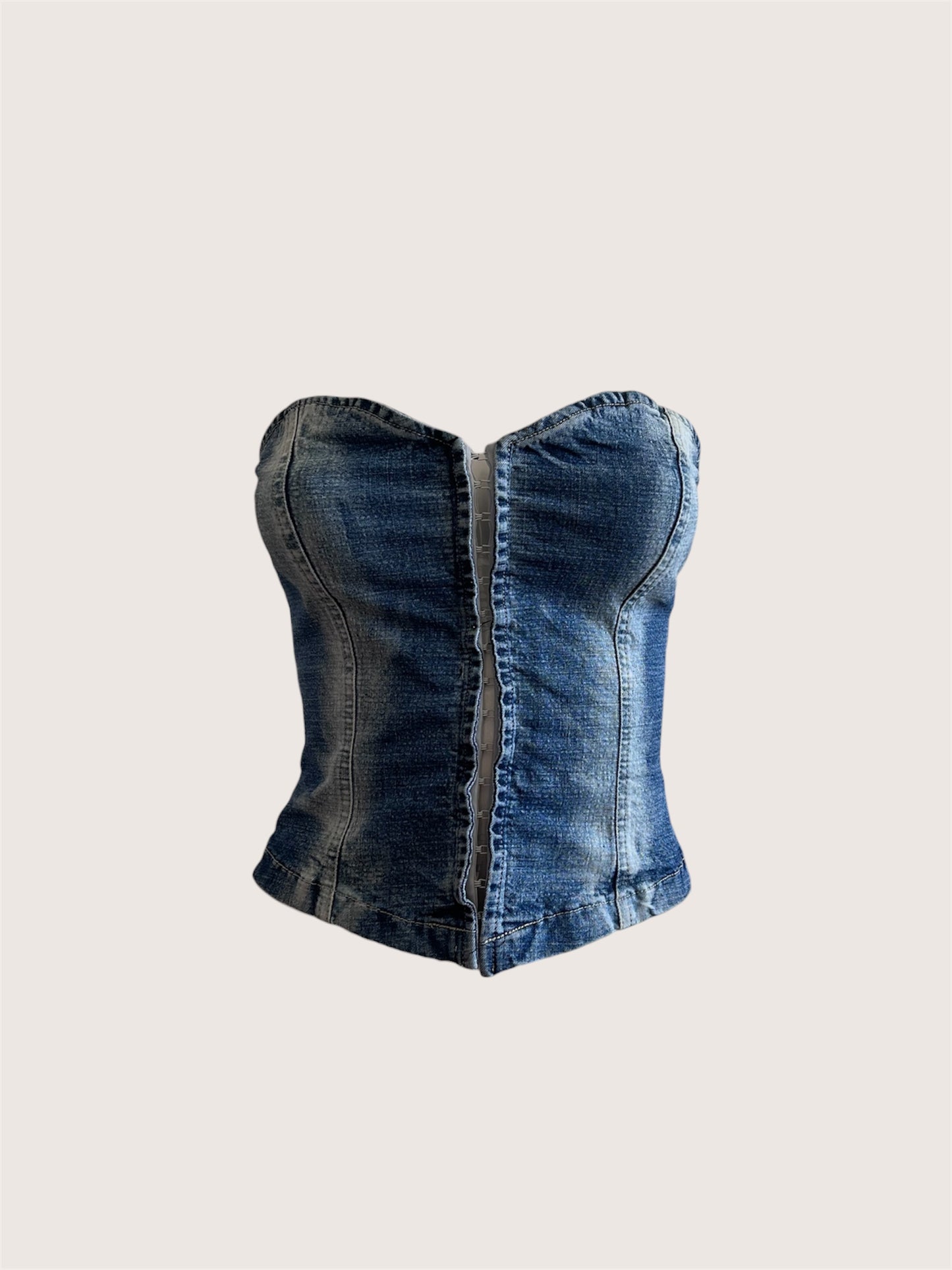 2000's Blue Denim Corset Top