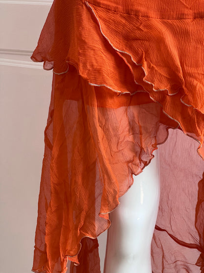 100% Silk Vintage Orange Slip Dress