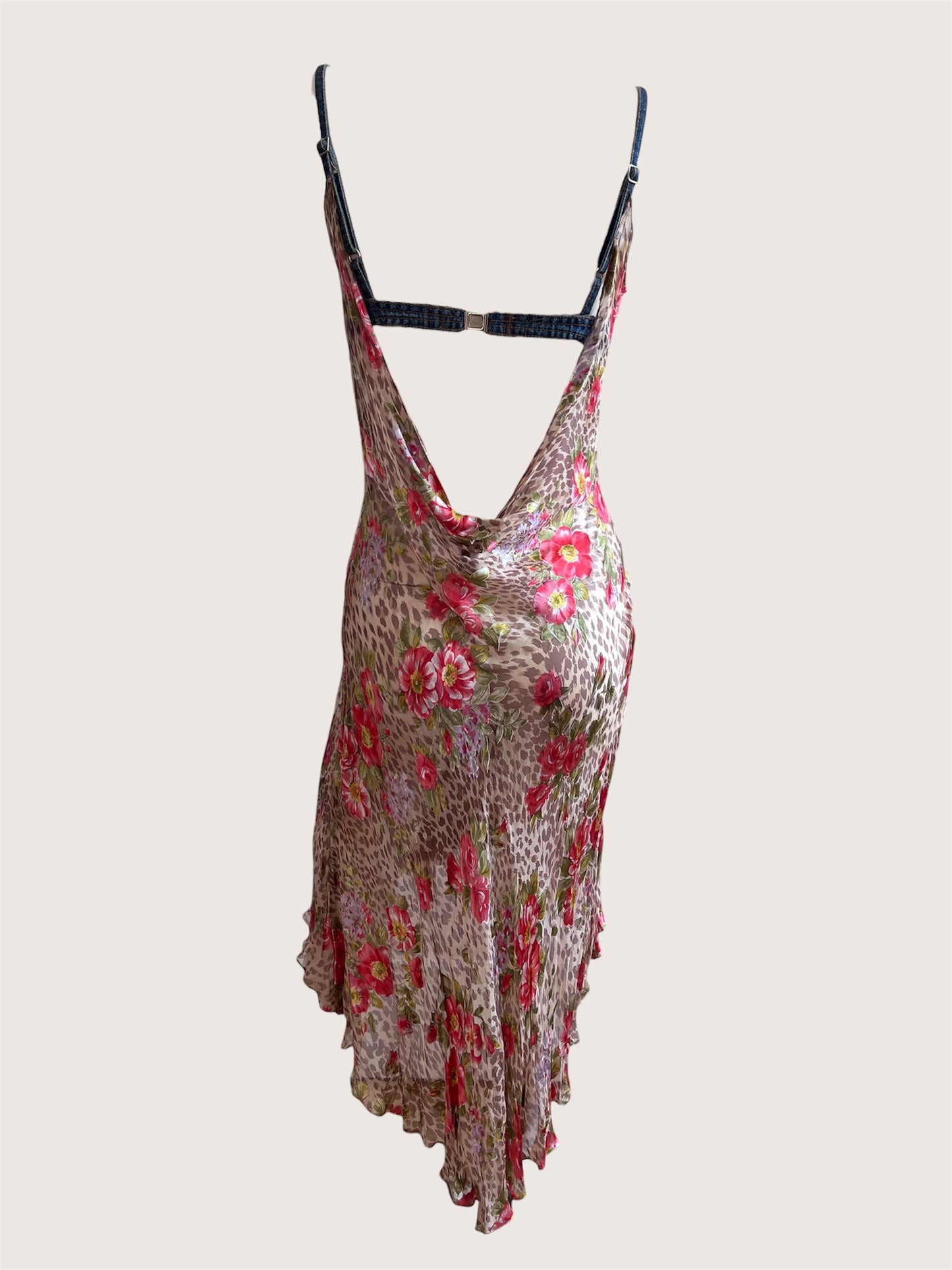Luxurious Designer 100% Silk Animal Print & Floral Slip Dress