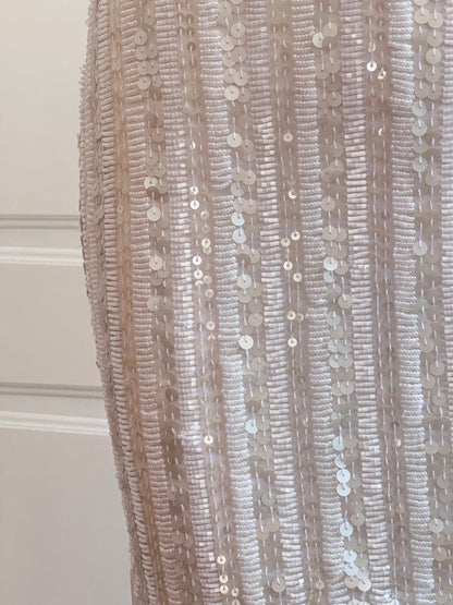 Luxurious Pearl White Beaded Naked Slip Dress