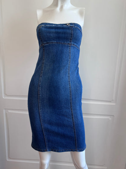 2000's Blue Denim Tube Dress