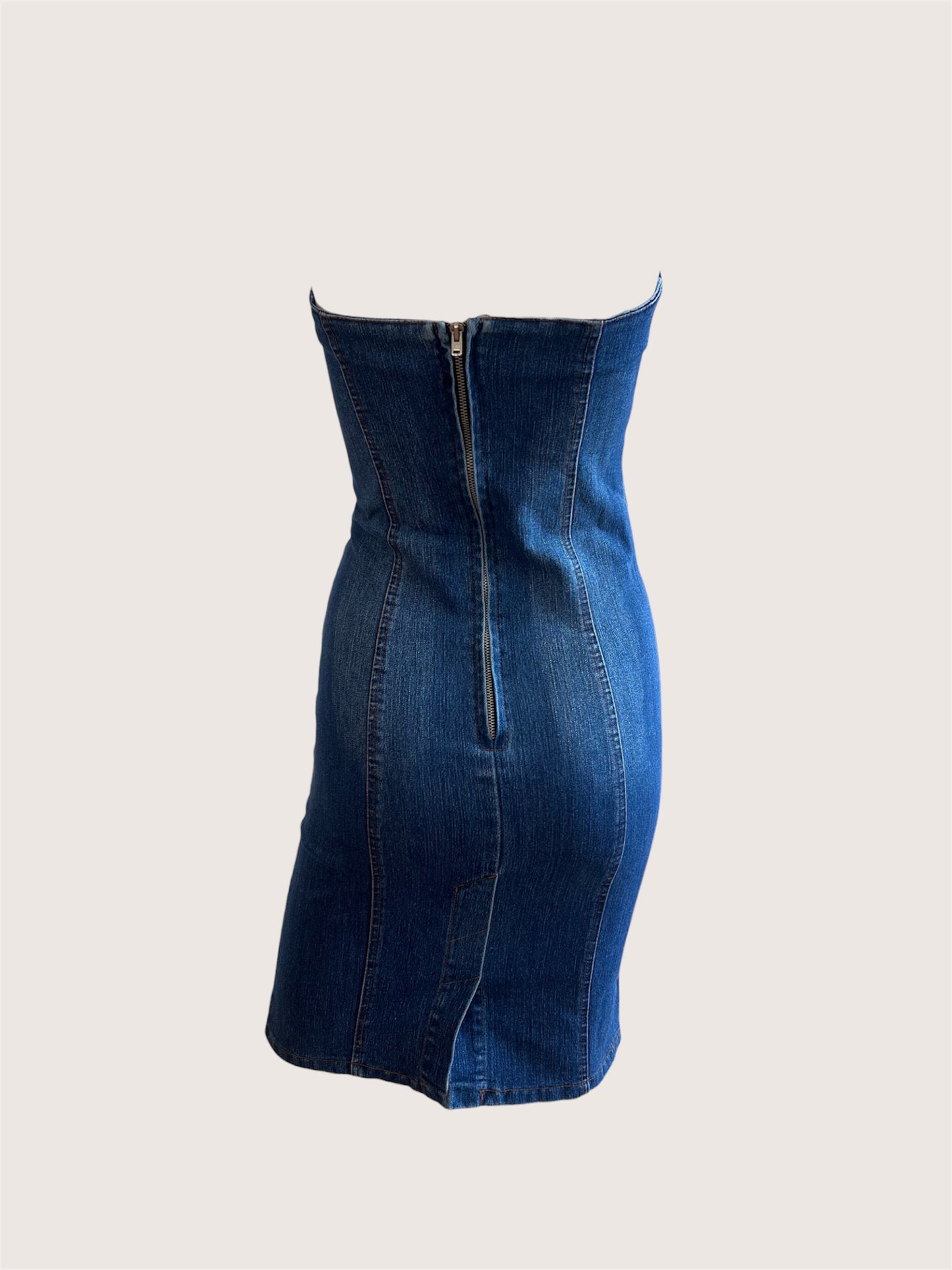 2000's Blue Denim Tube Dress