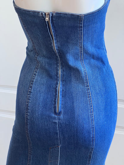 2000's Blue Denim Tube Dress