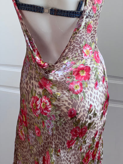 Luxurious Designer 100% Silk Animal Print & Floral Slip Dress