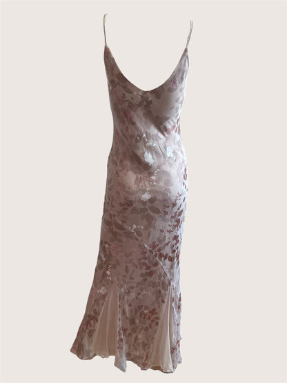 Luxurious Silk Champagne Slip Dress