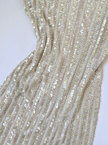 Luxurious Pearl White Beaded Naked Slip Dress