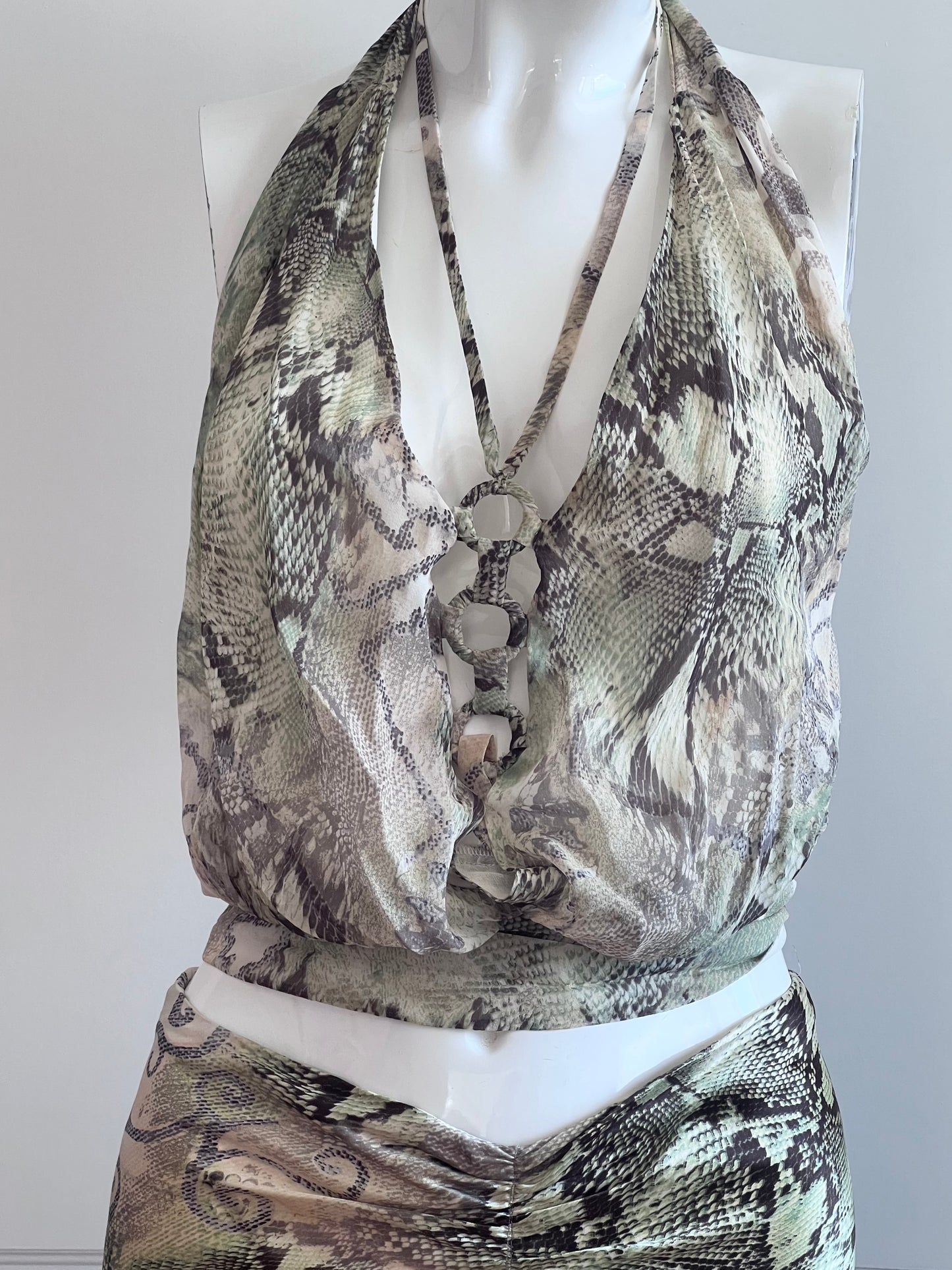 Luxurious Designer 100% Silk Top & Slip Skirt Ensemble