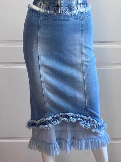 2000's Light Blue Denim Skirt