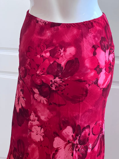 2000's Coral Pink Floral Slip Skirt