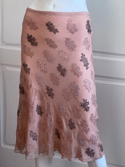 100% Silk Luxurious Beaded Naked Slip Skirt