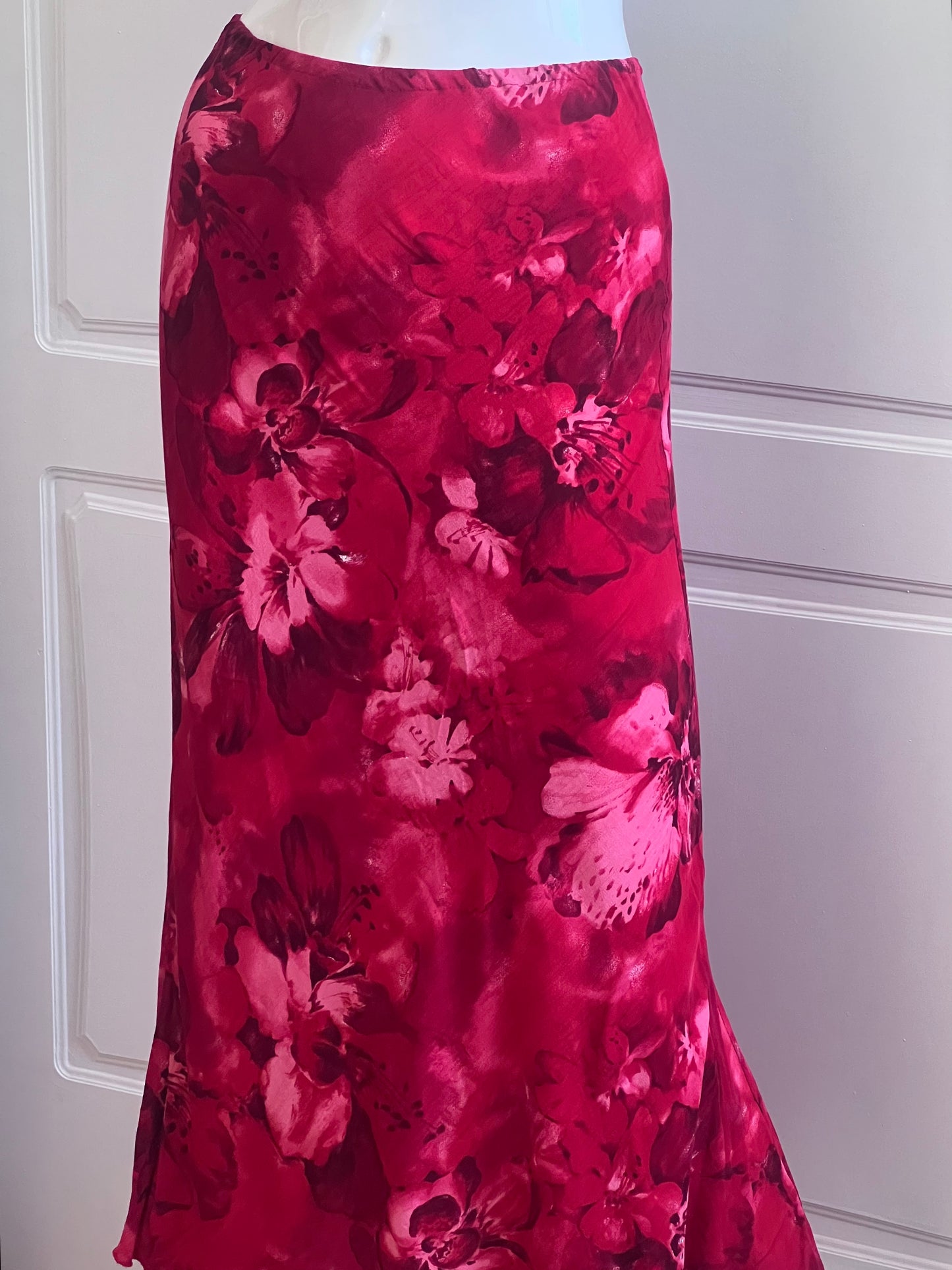 2000's Coral Pink Floral Slip Skirt