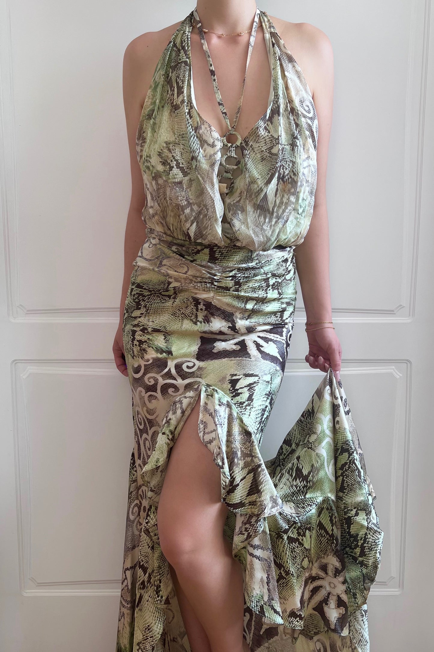 Luxurious Designer 100% Silk Top & Slip Skirt Ensemble
