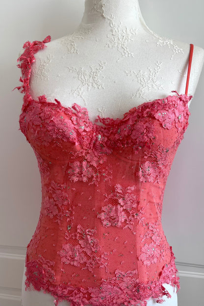 Luxurious Designer Coral Lace Corset